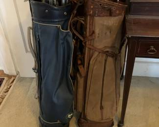 Vintage Golf Bag with Assorted Wood & Iron Clubs
