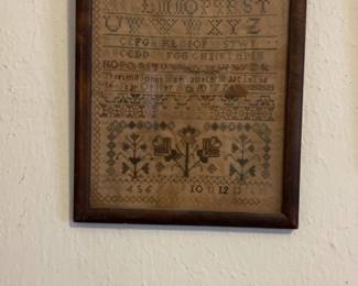 Antique 1774 Tryphena Jones Needlework Sampler in Wood Frame