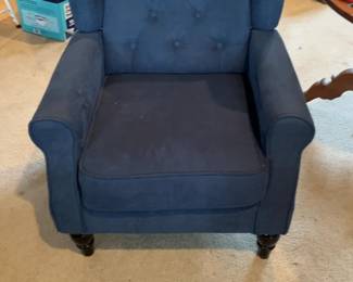 Navy Blue Tufted Wingback Armchair