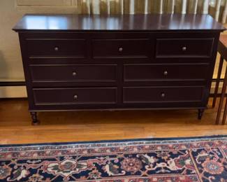 Traditional 7-Drawer Dark Wood Dresser 55 x 16 x 30