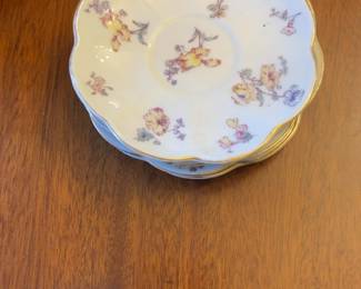 Scalloped Floral Porcelain Saucer with Gold Trim Set of 4