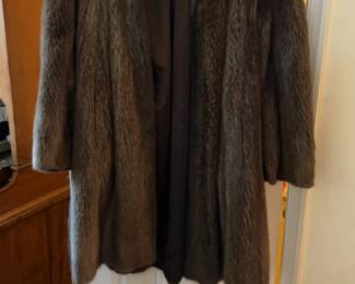 Vintage Brown Nutria Fur Long Coat