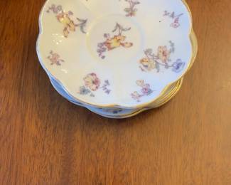 Scalloped Floral Porcelain Saucer with Gold Trim Set of 4