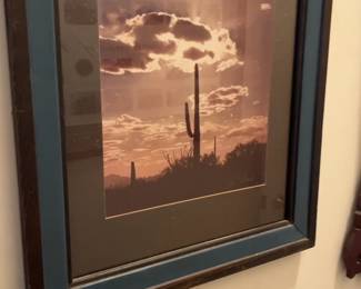 Framed Saguaro Cactus Desert Sunset Photograph