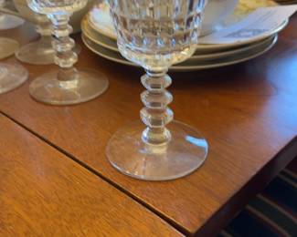 Vintage Amber Cut Glass Stemmed Goblet Set of 10