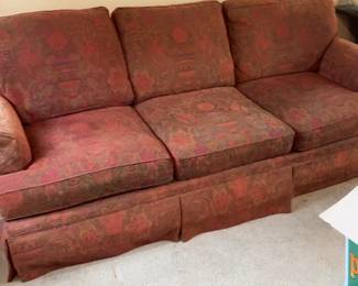 Traditional Red Floral Tapestry Three-Seater Sofa 88 x 40