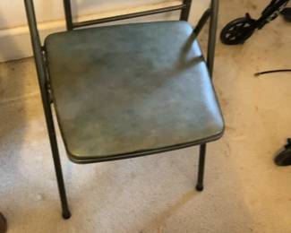 Vintage Green Vinyl Padded Folding Chair