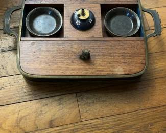 Antique Chinese Cloisonne Enamel Bronze Opium Set