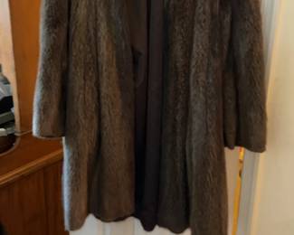 Vintage Brown Nutria Fur Long Coat