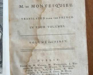 The Complete Works of M. de Montesquieu, Volume 1 (1777 Dublin Edition)