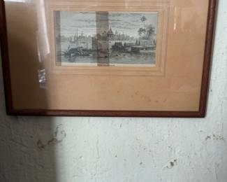Vintage Framed Engraving Print - General View of Bangkok