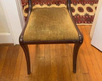 Vintage Klismos-Style Dining Chair with Upholstered Seat