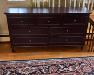 Traditional 7-Drawer Dark Wood Dresser 55 x 16 x 30