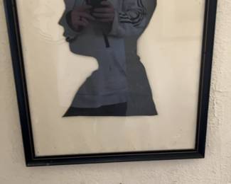 Large Framed Vintage Silhouette Portrait of Young Boy
