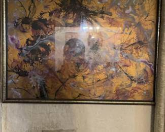 Abstract Fluid Art Painting in Gold, Black, and White