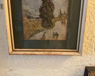 Framed Print of Vincent van Gogh's Road with Cypress and Star