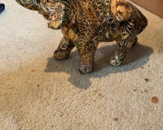 La Vie Safari Collection patchwork glazed ceramic elephant figurine