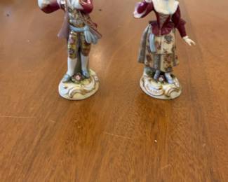 Pair of Capodimonte Porcelain Rococo Musicians Figurines