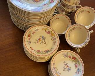 Antique Syracuse Floral China Dinnerware Set - Plates, Saucers & Cups