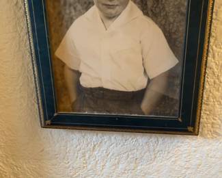 Vintage Die-Cut Scrap Photo of Young Boy in White Shirt