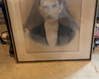 Vintage Framed Monochrome Portrait of Gentleman with Mustache