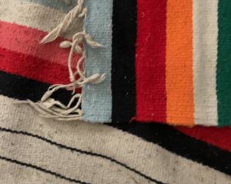 Vintage Mexican Woven Souvenir Blanket with Shark Motif