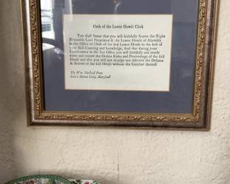 Framed Oath of the Lower House Clerk by The Wm. Nuthead Press