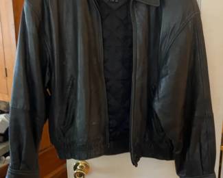 Marc New York Black Leather Bomber Jacket