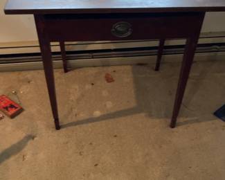 Vintage Dark Wood Side Table with Single Drawer 30 x 24 x 28