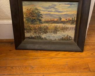 Framed Impressionist Style Landscape Oil Painting