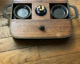 Antique Chinese Cloisonne Enamel Bronze Opium Set