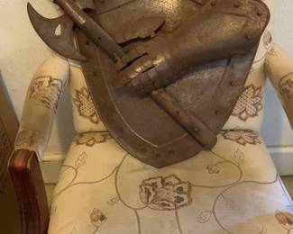 Vintage Iron Knight's Gauntlet Holding Axe Wall Shield Decor