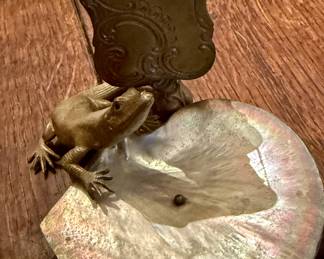 Vienna bronze match striker and shell ashtray circa 1890