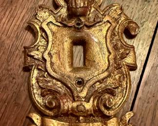 English carved wood switch plate