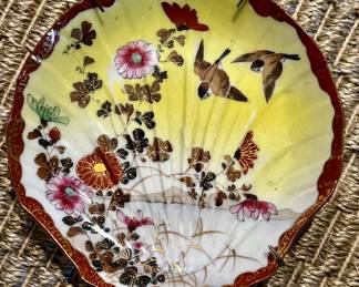 Another rare porcelain shell plate decorated with swallows and blossoms…quite fine