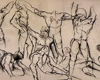 Orginal movement figural study ink on paper.