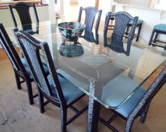 wicker table and 6 chairs
