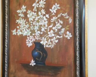 large flower print framed