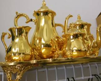 gold tone tea set