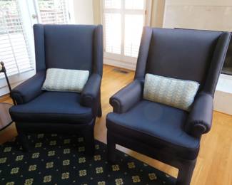 pair blue chairs