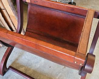 toiled leather magazine rack