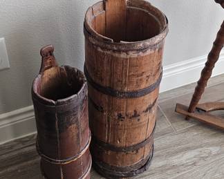 Antique wood buckets