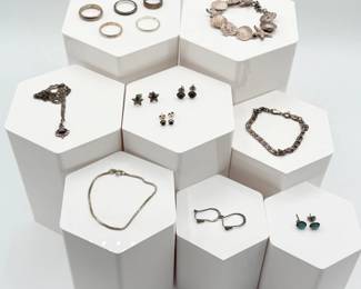 31 MixofSterlingRingsBraceletsEarringsNecklace