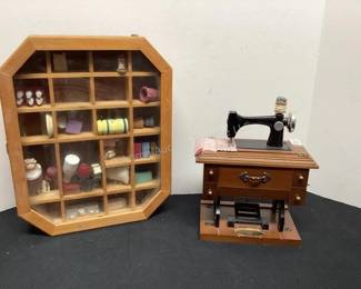 Small shadow box, sewing machine musical