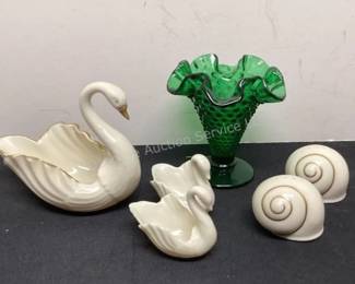 Lenox & green hobnail vase