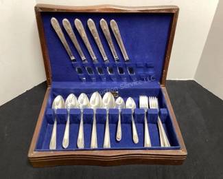 Vintage Crown Silverware in Storage Box