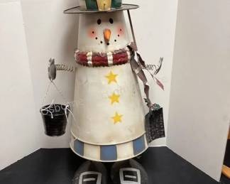 Tin snowman bobble decor