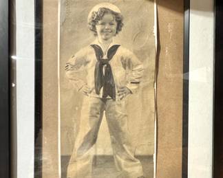 Vintage Framed Child Sailor Portrait Photograph – 1930s Style Black & White Wall Art