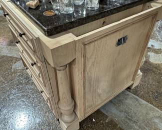 Rustic Vintage Kitchen Island Cabinet with Granite Top