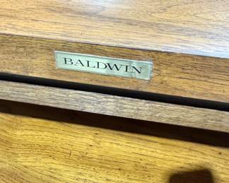 Baldwin Piano Nameplate Detail – Vintage Acrosonic Upright Piano Branding